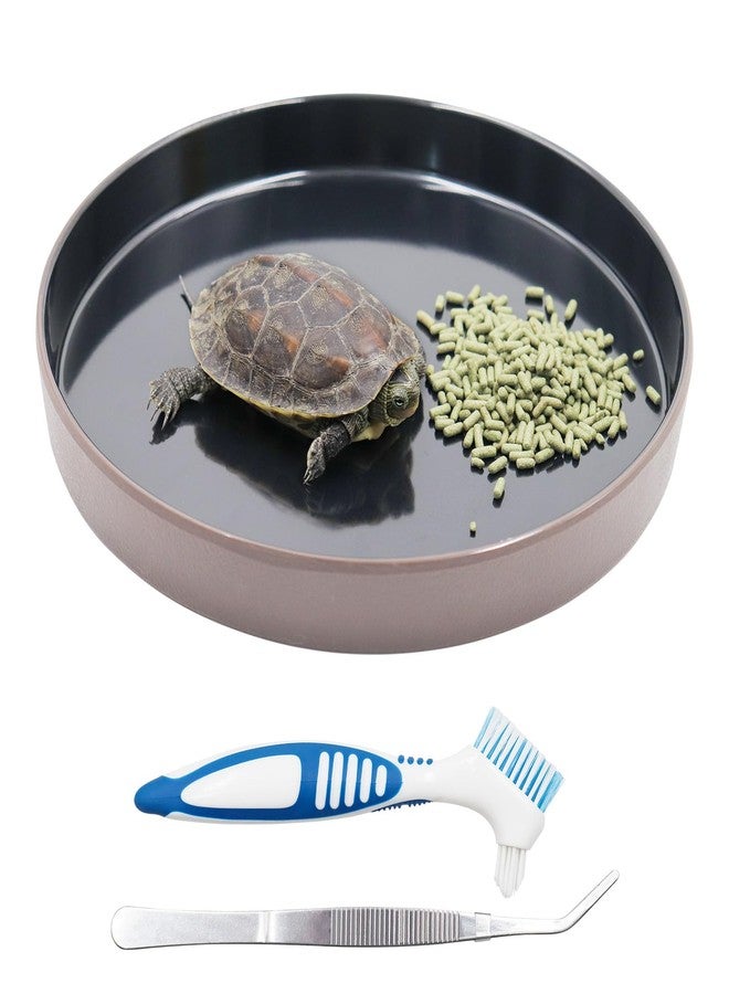 Neeenn Reptile Feeder Kit, Food Water Bowl, Plastic Round Tortoise Feeding Dish, Amphibian Feeding Bowl, Tank Terrarium Accessories for Bearded Dragon Snake Hermit Crab Turtle Lizard Chameleon - 8 × 8 × 1" - Image 1